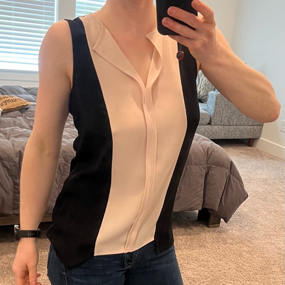 Black and light pink blouse